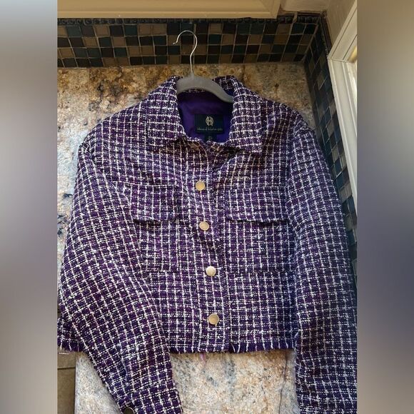 House of Harlow Purple Tweed Jacket with Gold Buttons - Picture 1 of 6